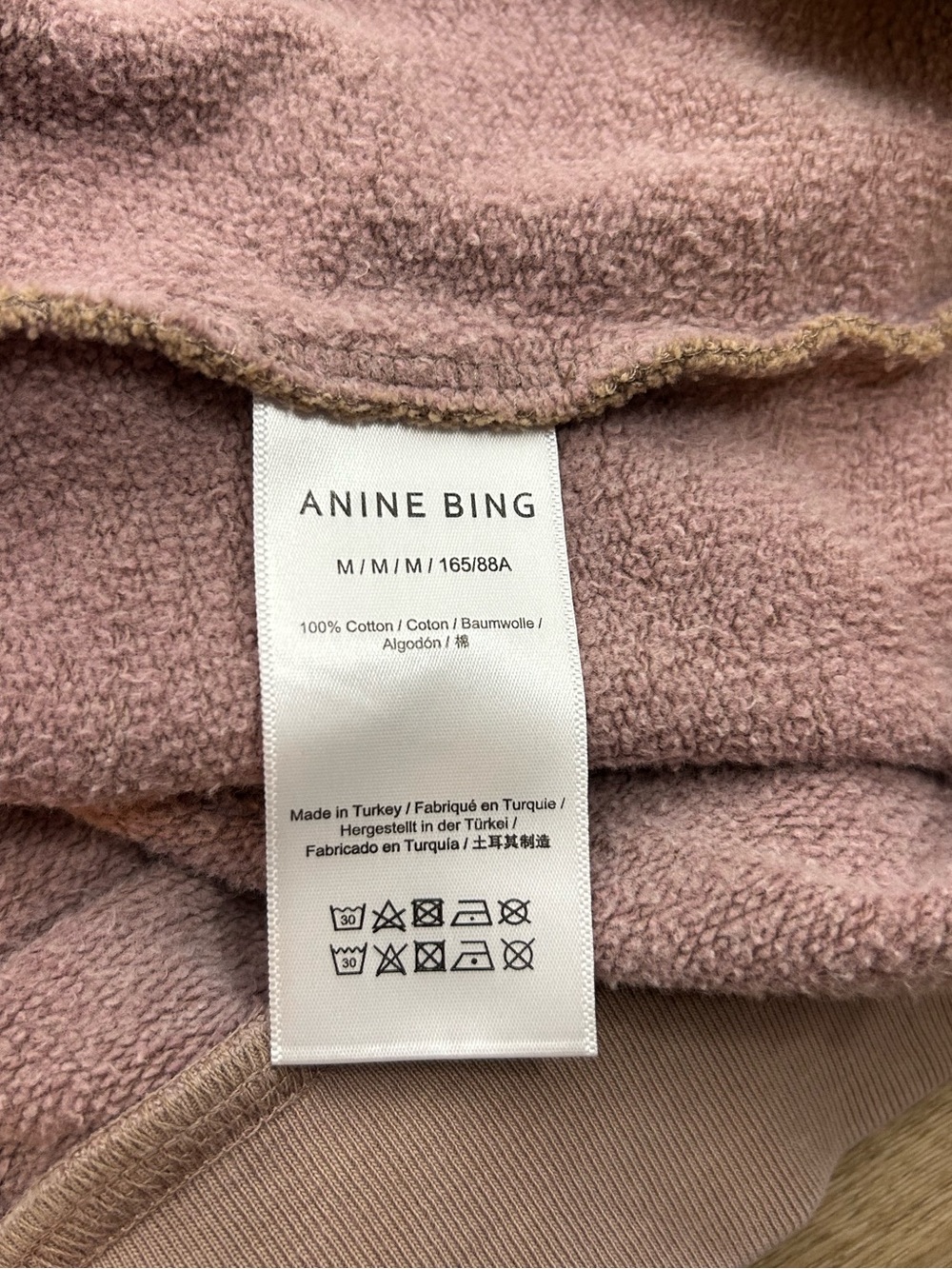 Anine Bing 100% Cotton Oversized Tyler 'BING' Spellout Sweatshirt in Tan - Picture 15 of 16